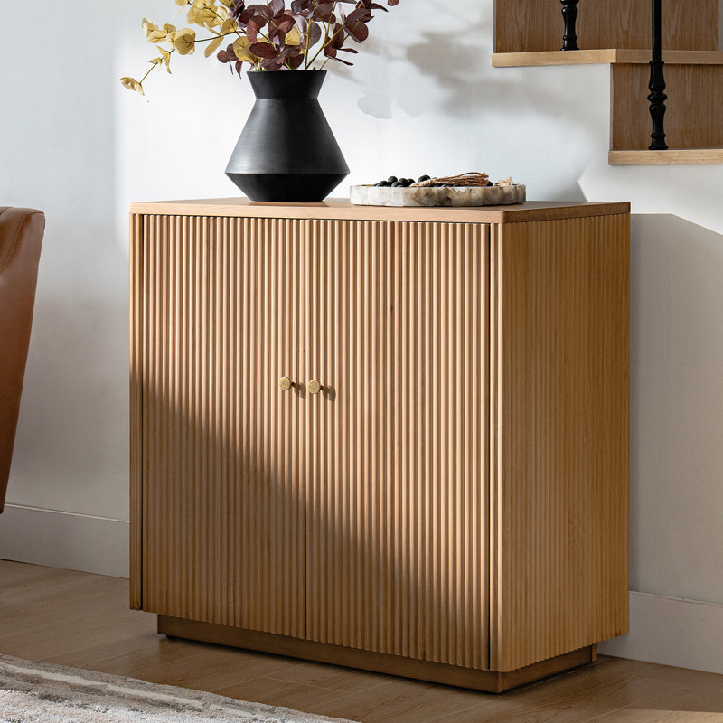 Buffet décoratif en bois massif à 2 portes Martha Modern, Teck