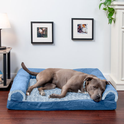 Two-Tone Faux Fur & Suede Sofa Pet Bed