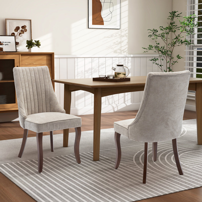 Tufted Upholstered Dining Chairs, Beige