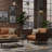 31" Brown Top Grain Leather And Solid Wood Arm Chair