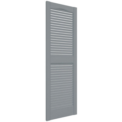 Mid-America Vinyl, TailorMade Cathedral Top Center Mullion, Open Louver Shutters, w/Installation Shutter-Lok's (Per Pair)