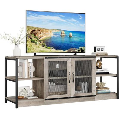 Farmhouse TV Stand for up to 75 Inch TVs, Entertainment Center with Storage Cabinet & Open Shelves, Media Console Table Furniture for Living Room, Bed by Ophelia & Co.