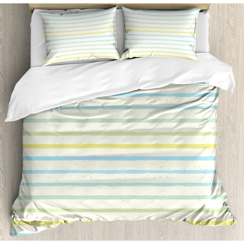 Striped Farmhouse / Country Polyester Striped Duvet Cover, Queen