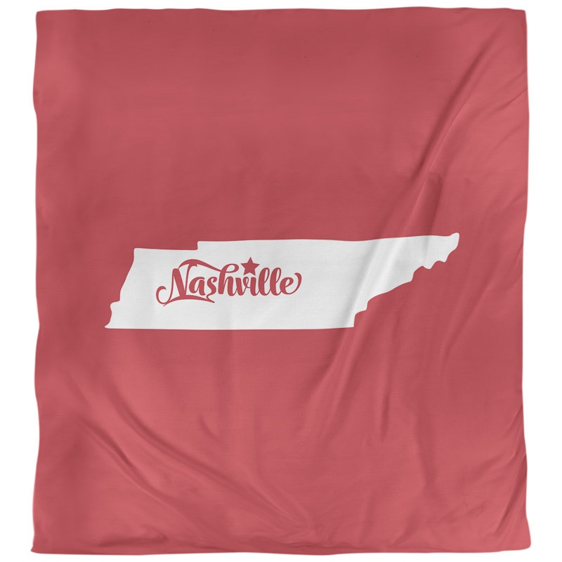 Housse de couette réversible simple Nashville Tennessee, Polyester brossé, Housse de couette pour très grand lit, Rouge