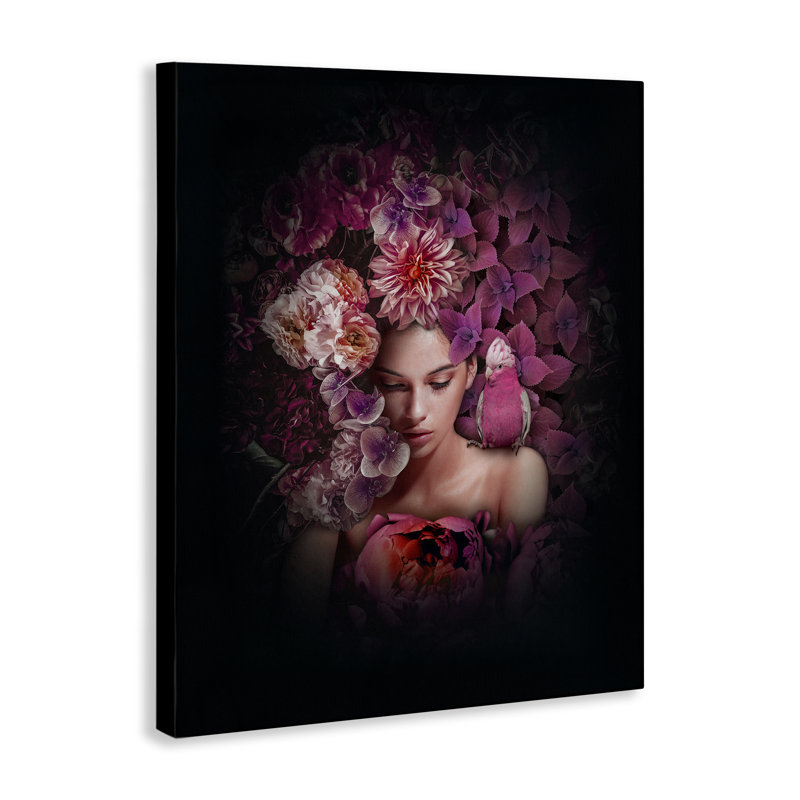 «Circular Flowers Woman», art mural sur toile par Reinders, H 20 po x l 16 po