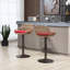 De 2 tabourets de bar rouges, réglables avec repose-pieds pour la cuisine et la salle à manger, base en métal, capacité de 250 lb, coussin de siège en lin, tabourets modernes 2, et charge
