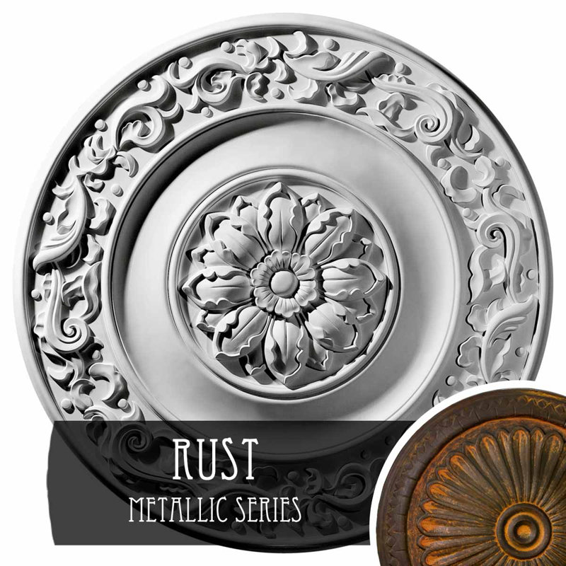 Endurathane Milan Ceiling Medallion, 47 5/8"OD x 2 3/4"P, Hand-Painted Rust Finish, Rust