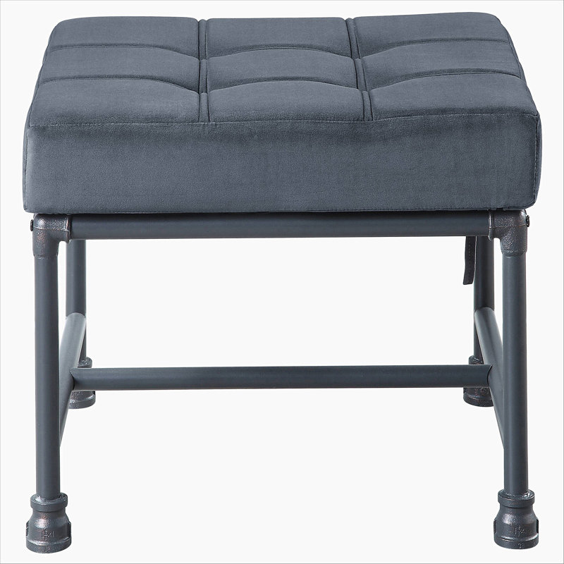 Rectangle Tufted Upholstered Fabric+Metal Ottoman