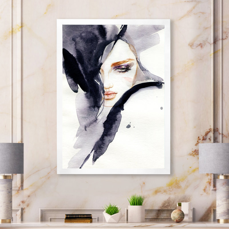 Portrait d'un élégant mannequin XVIIIe - œuvre d'art sur toile Glam, H 12 po x l 8 po x P 1 po, Cadre photo blanc