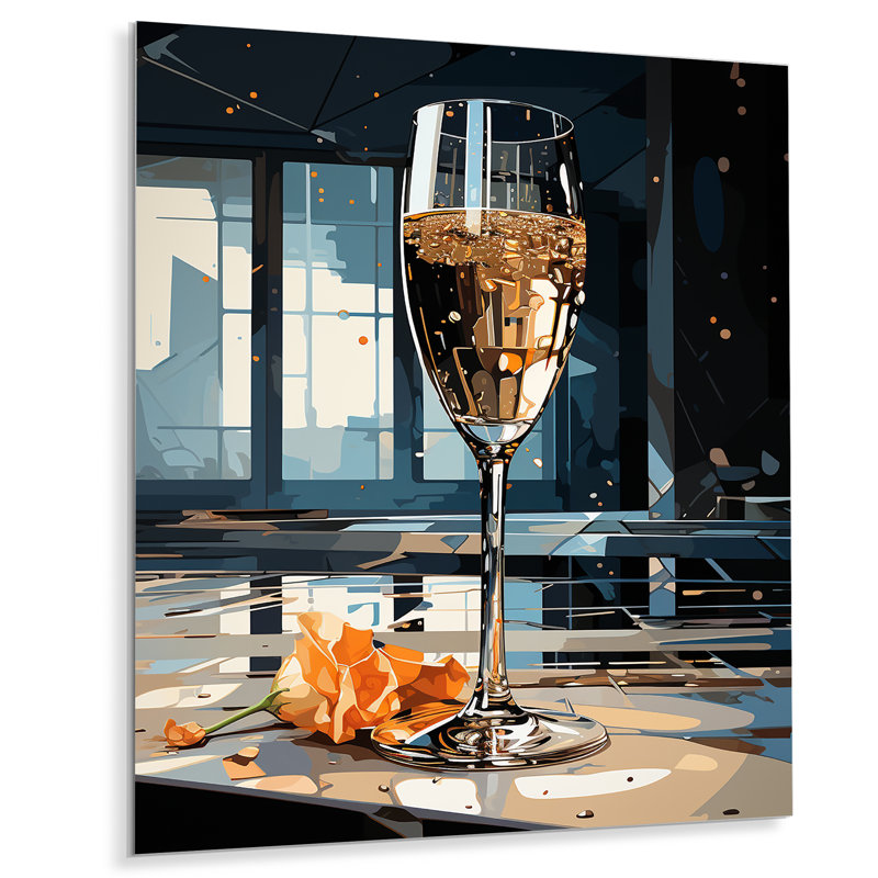 Bulles de champagne blanches et dorées - Champagne, art mural en métal, H 40 po x l 30 po x P 1,5 po