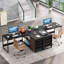 Bureau d'ordinateur en L avec tiroirs et tablettes de rangement, poste de travail de coin réversible, bureau d'écriture pour bureau à domicile avec classeurs-577256477