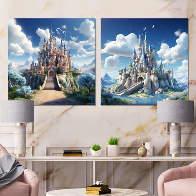 Princess Magical Castle Dreams I - Castles Wall Art Prints Set Of 2