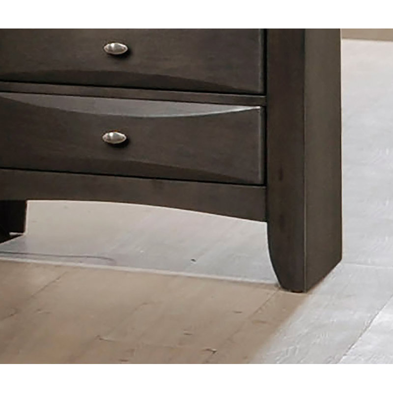 Transitional Style Chest 1pc Oval Knob Handles 5-Drawers Gray Finish Bedroom Furniture, Gray