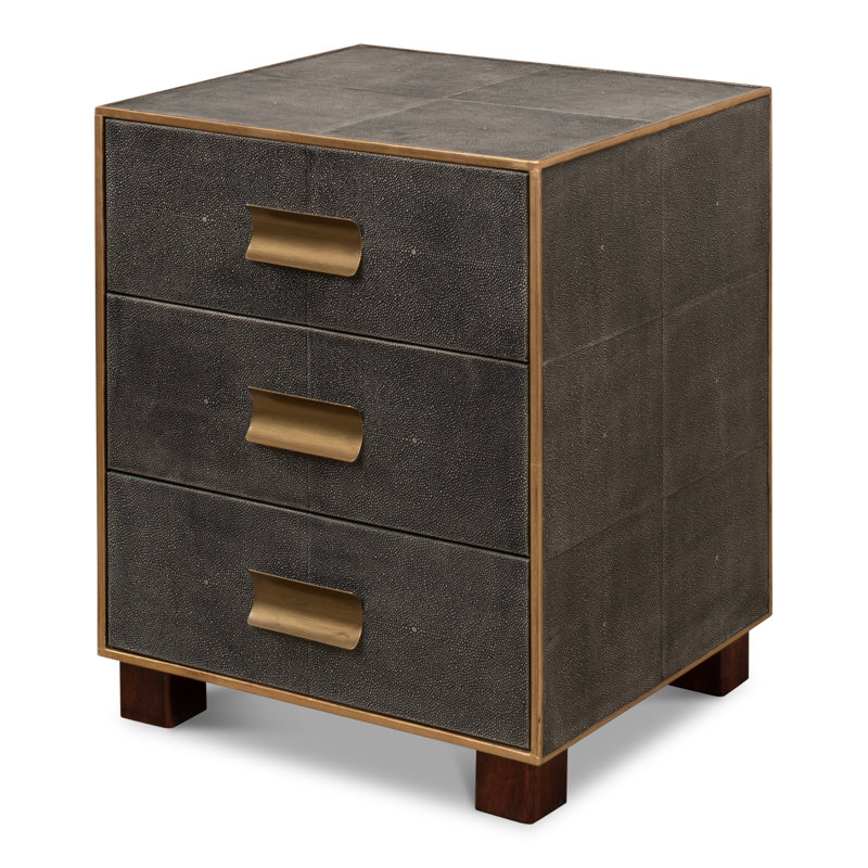 Shagreen 20'' W Solid Wood Nightstand, Antique Gray