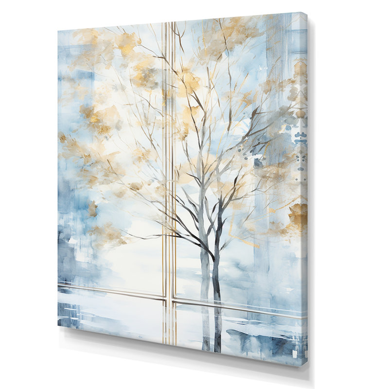 «White Forest Window View - Farmhouse Windows», art mural, H 32 po x l 16 po x P 1 po, Toile tendue