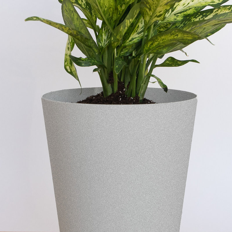 Finley Modern Recycled Plastic Indoor/Outdoor Round Vertical Planter, Gray