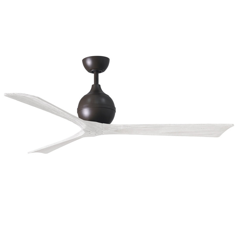 60" Irene Paddle 3 Blade Ceiling Fan, Textured Bronze, Matte White, 60"