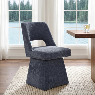 Chaise de salle à manger pivotante moderne en chenille avec dossier ajouré