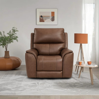 Top Grain Leather Zero Gravity Power Reclining Recliner With Power Headrest, Lumbar Support and USB & USB-C Charging by Hokku Designs
