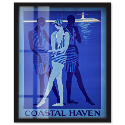 Vintage Swim Shadowbox Print Retro Fashion Decor by Art Remedy