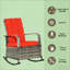 Fauteuil inclinable d'extérieur rouge à coussins rouges, dossier et repose-pieds réglables, housses amovibles, fabrication en acier robuste, patins antidérapants,