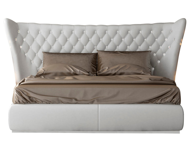 Klass Upholstered Panel Bed, King, Ivory