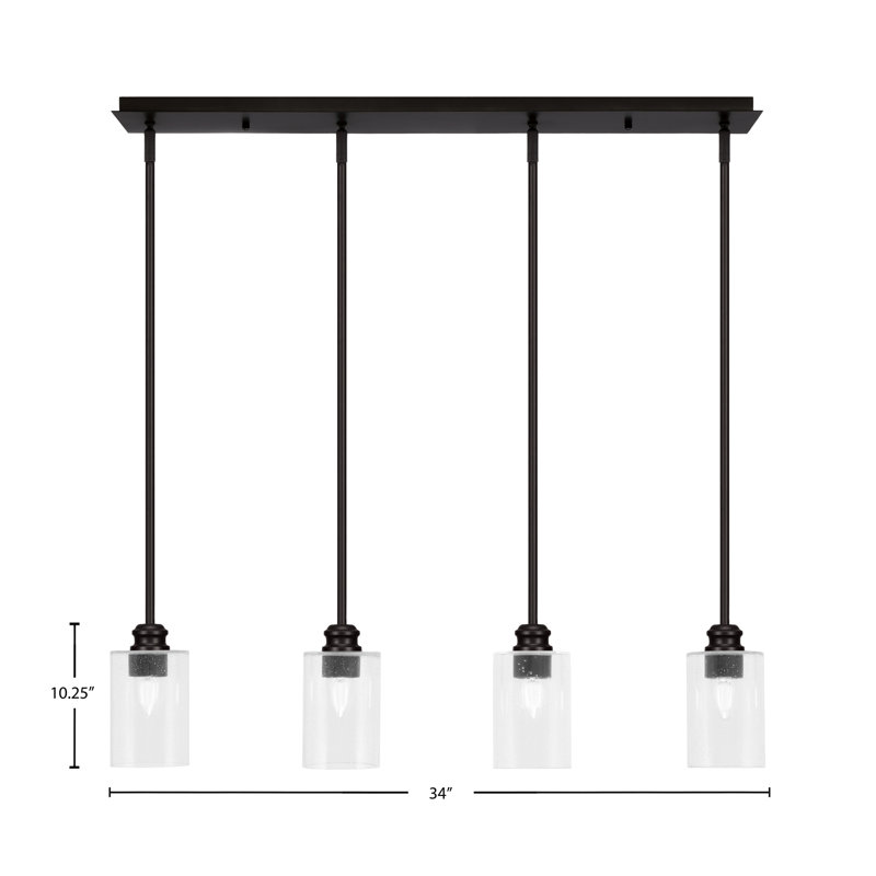 Luminaire suspendu linéaire à 4 lumières Edge avec finition en verre espresso 4 po Edge