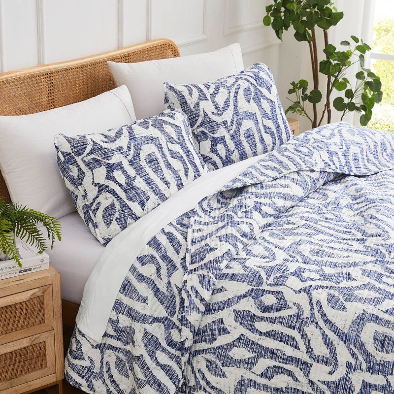 Ensemble de courtepointe légère surdimensionnée avec taies décoratives Khari par Southshore Fine Linens, Bleu