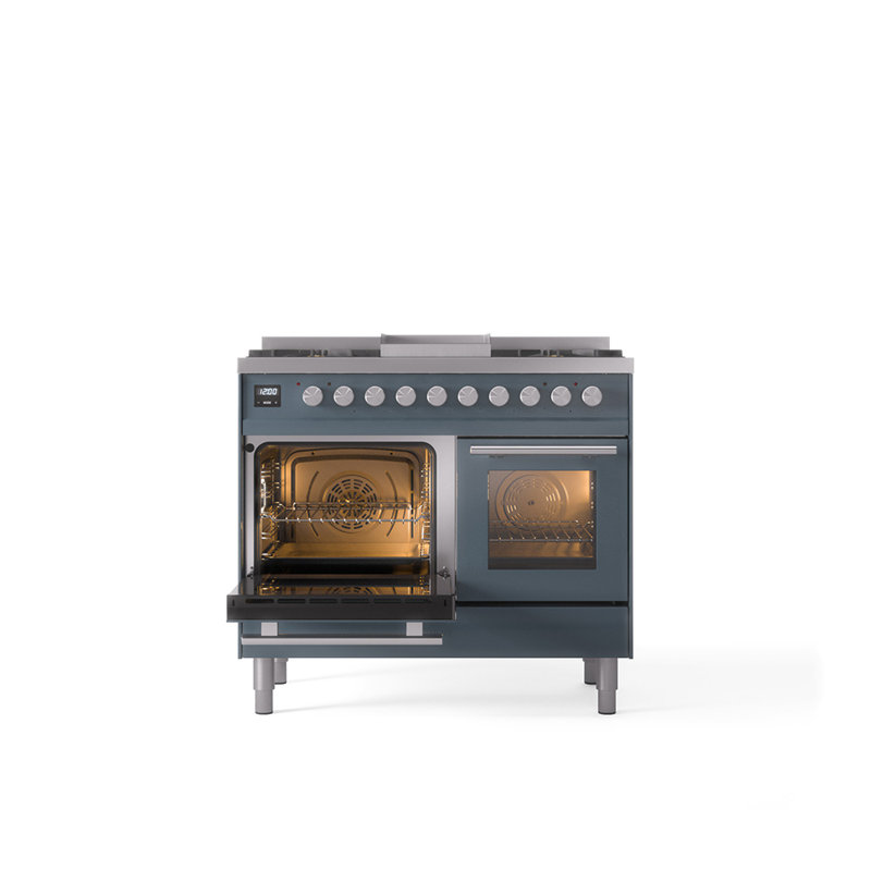 ILVE Professional Plus II 40 in Dual Fuel Range, Blue Gray/Stainless Steel, Natural Gas