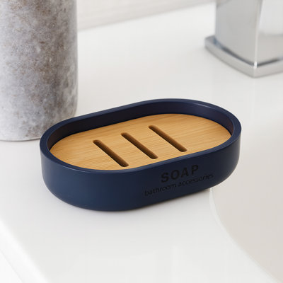 Willis Pure Matte Soap Dish with Bamboo Base