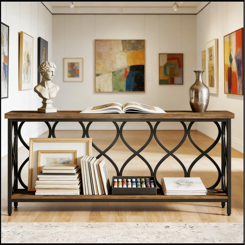 Support pour plante à 2 niveaux, table d'entrée, console, canapé avec design industriel rustique et rangement polyvalent
