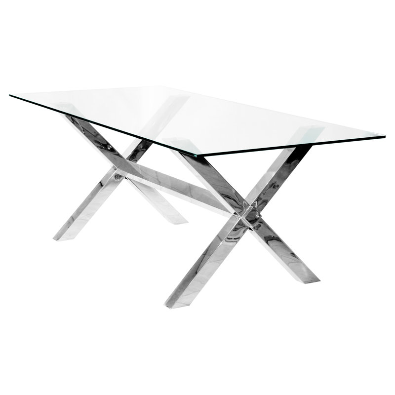 Glass Top Metal Base Dining Table