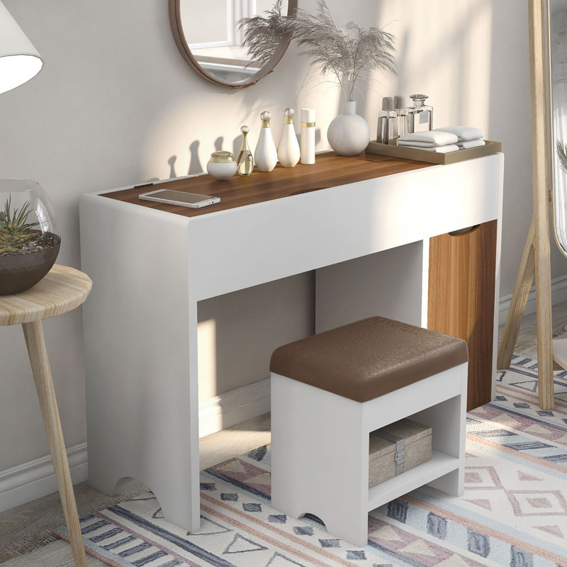 Ensemble coiffeuse Emme avec tabouret et miroir