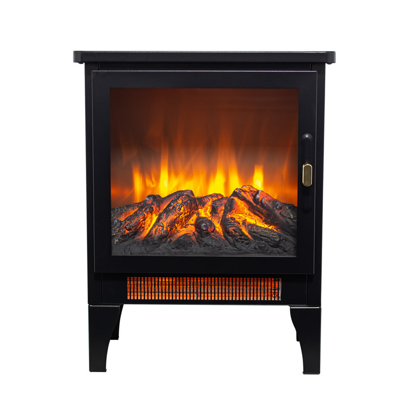 17 Inch Freestanding Electric Fireplace Stove Heater With 3D Flame Effect,Black, Antique Brown 