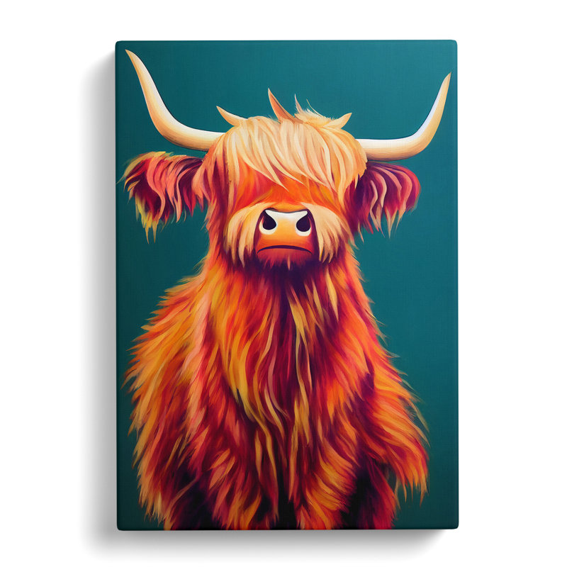 Highland Cow Art No.4 - Wrapped Canvas Print, 60cm H x 40cm W x 3cm D