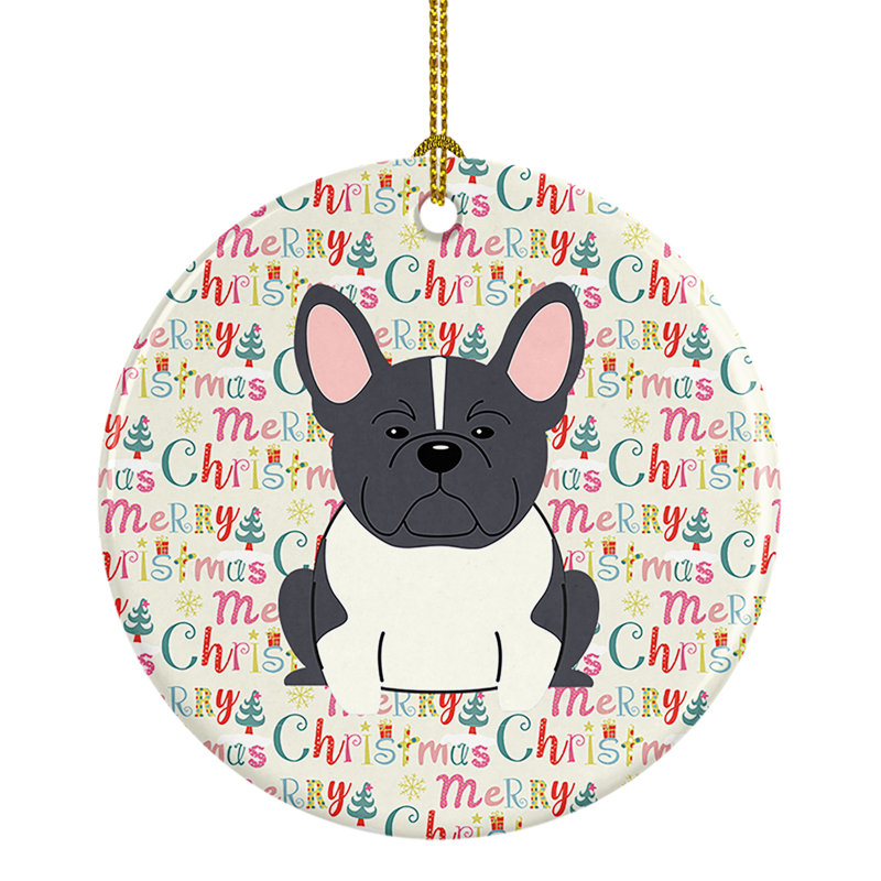 Figurine décorative de bouledogue français Merry Christmas
