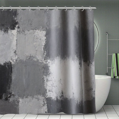 Rideaux de douche à carreaux gris pour salle de bain, 71 po x 71 po