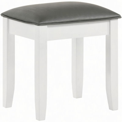 Glossy White Vanity Stool With Padded Seat