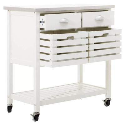 Reales 86cm W Kitchen Island with Stainless Steel Top