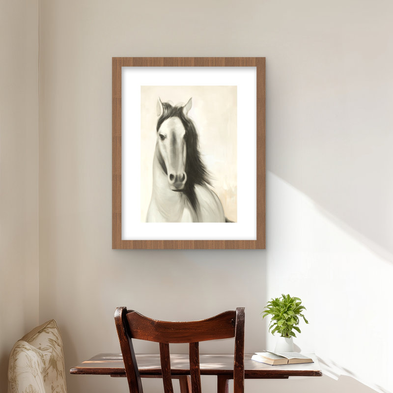 Graceful Horse - Beige Farmhouse, H 20 po x l 16 po, Brun