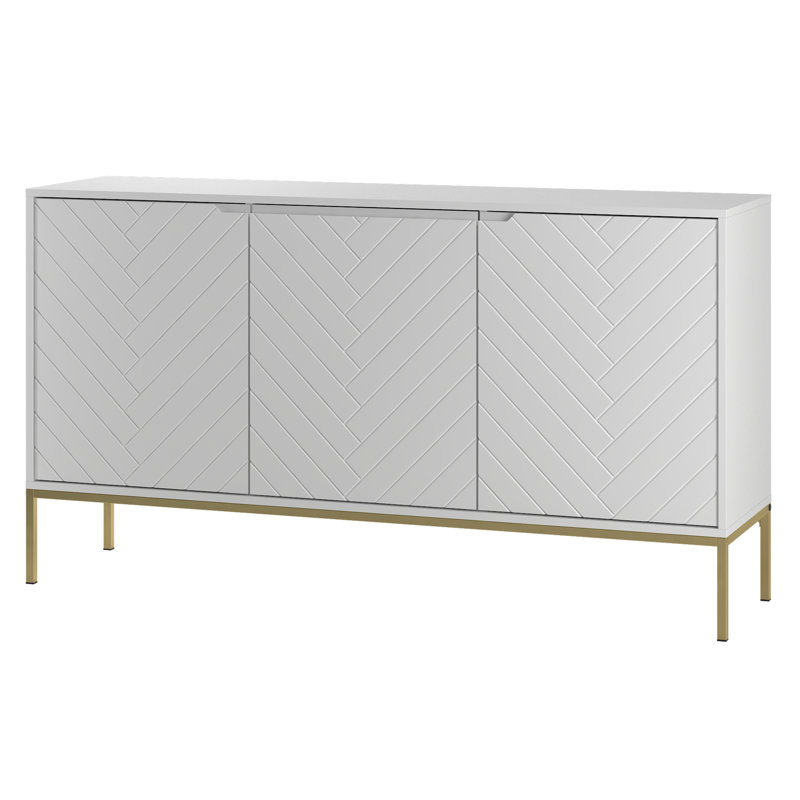 Rinor 383.54cm Sideboard, White/Gold