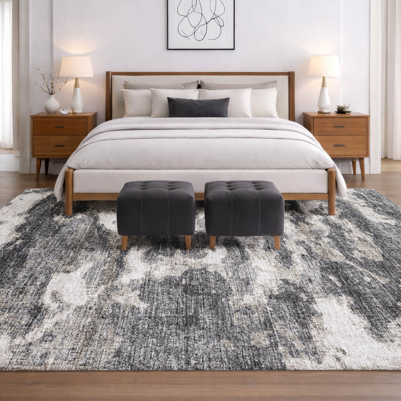 Premium Machine Washable Dream Shag ADS71 Soft Abstract Rug, 10' x 14', Black