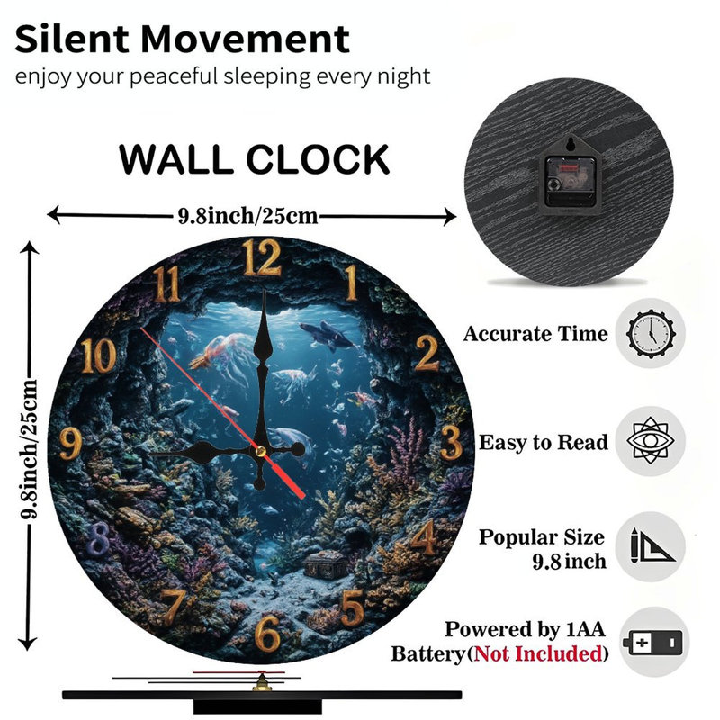 Horloge, chiffres, méduse sous-marine