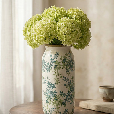 D5.5 "x12.6" Vase cylindrique floral en céramique, vase décoratif pour table