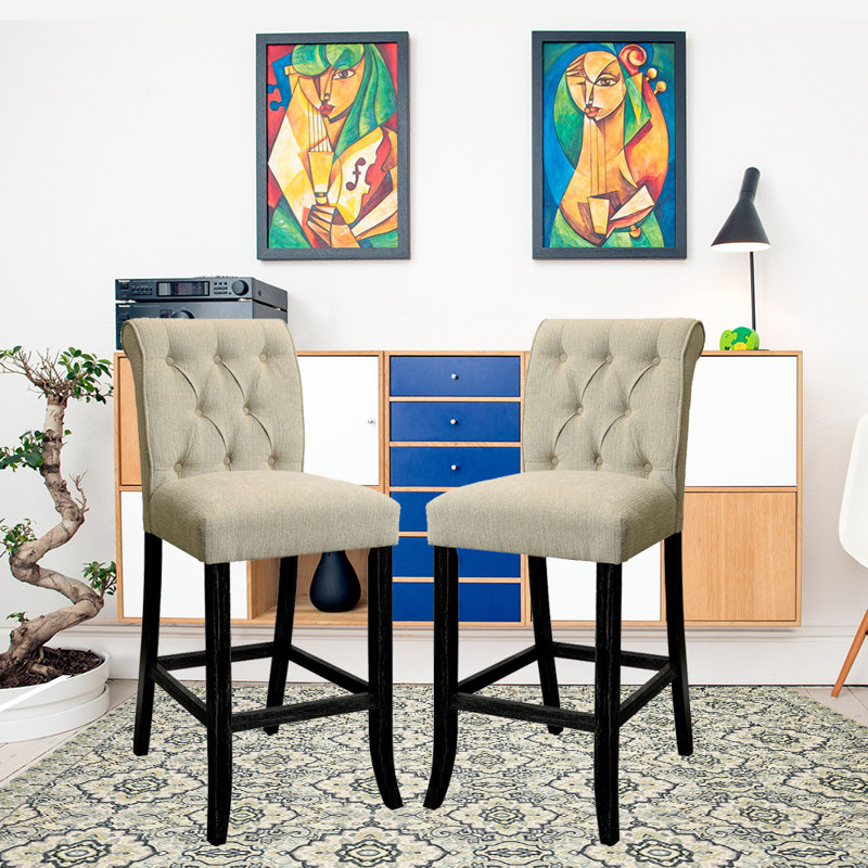 Tabouret de comptoir et de bar, Ivoire, Tabouret de bar (hauteur de siège de 30,72 po), Noir