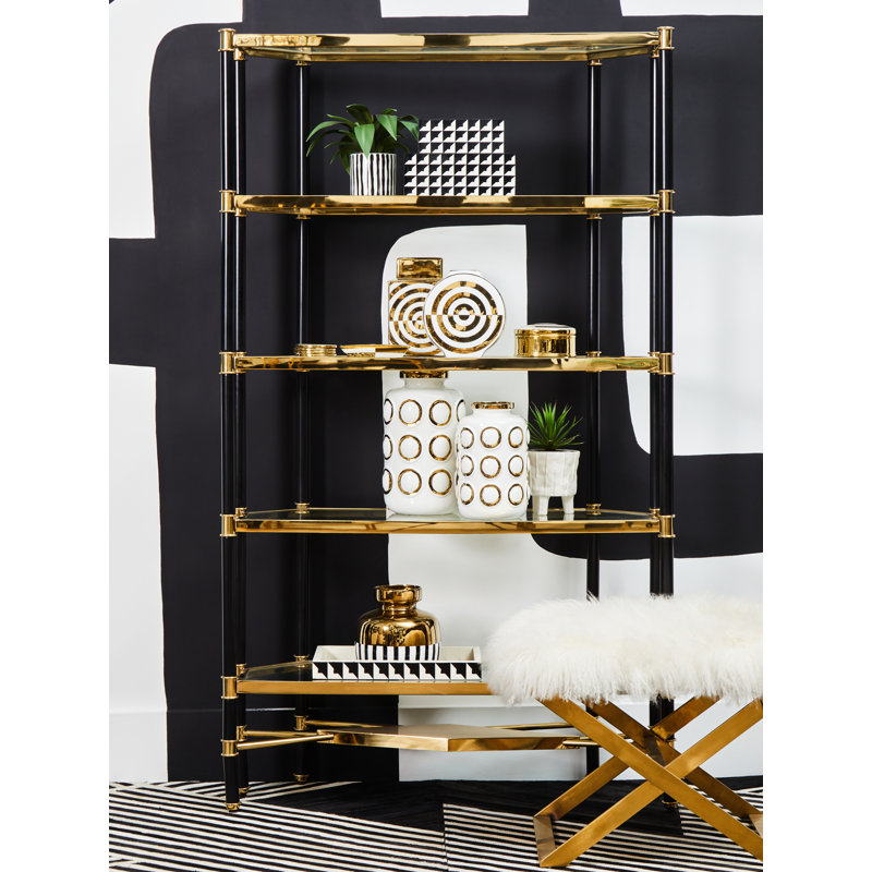 Briaroaks 107cm W Metal Shelving Unit, Gold