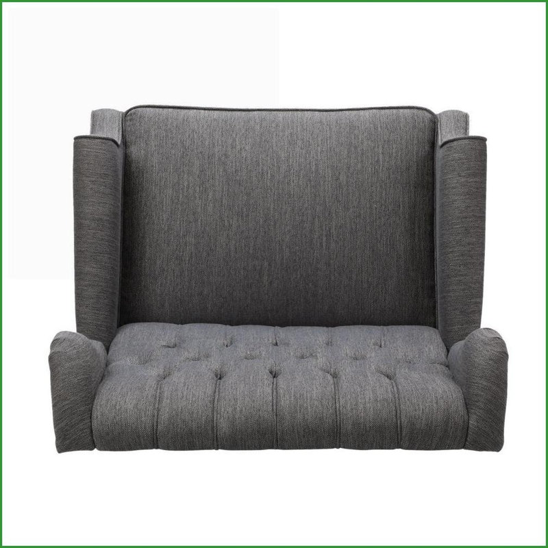 Recliners Oversized Wingback Push Back Fabric Recliner with Tufted Stitch &amp; Nailhead Trim | Charcoal Fabric