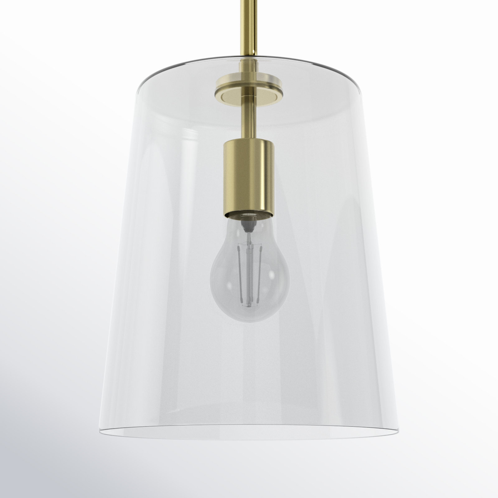 Selena Single Light Glass Dimmable Pendant, 11.38" H x 9" W x 9" D, Gold