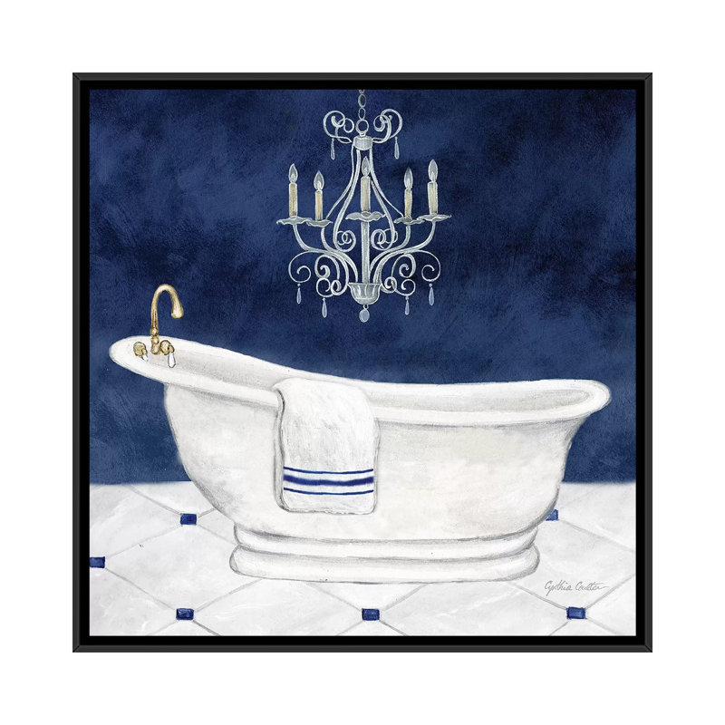Bain bleu marine I, H 26 po x l 26 po x P 1,5 po, Toile avec cadre noir