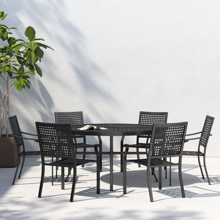 Argyri 6 - Person Metal Patio Dining Set with Round Table